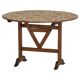 19th-century French round wine table with an adjustable top and floral textile surface.