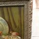 Still life chromolithography frame with Champagne