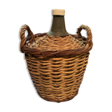Dame-jeanne en verre 10L et panier en osier, ancienne