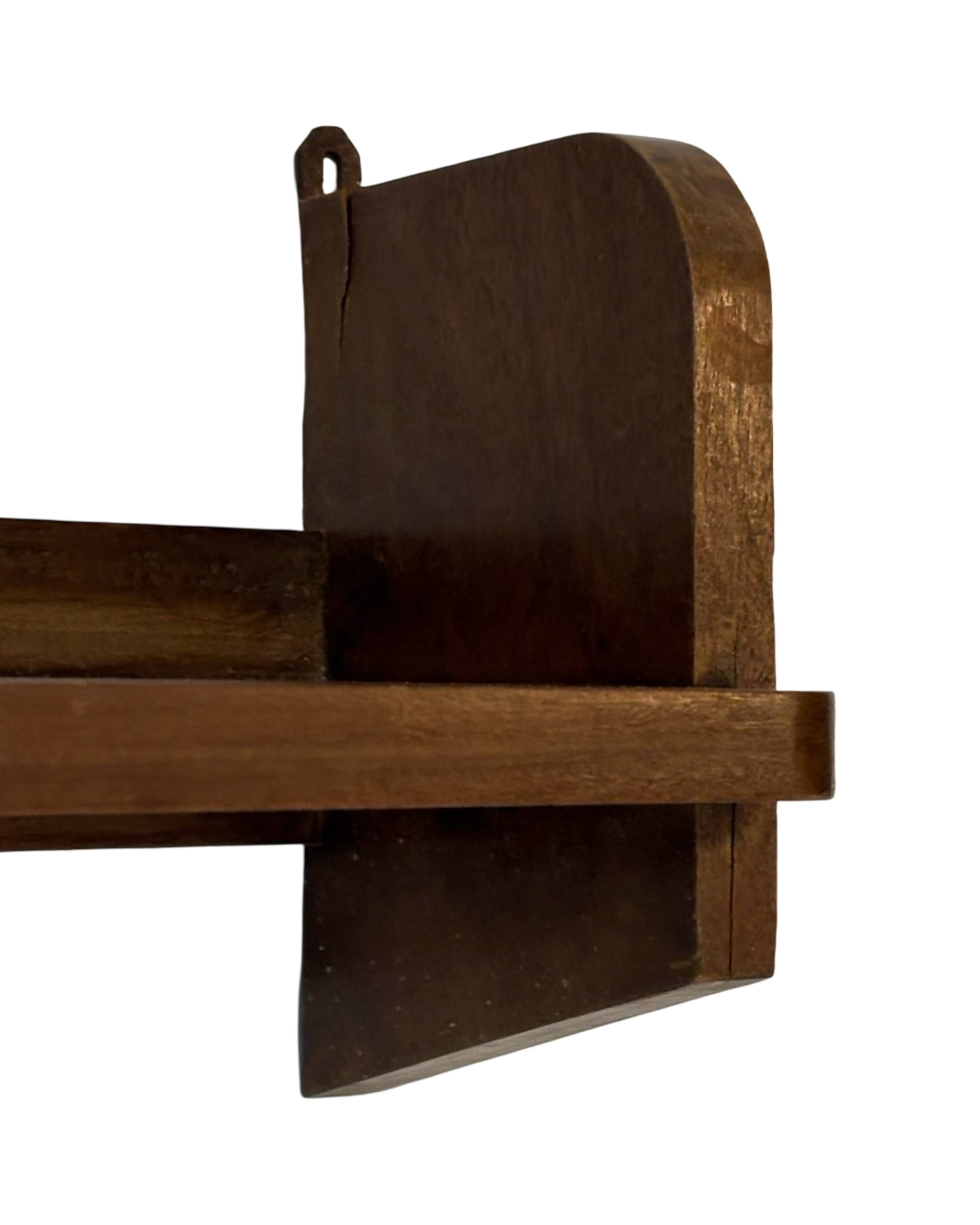 Vintage wooden wall shelve rack bookshelf in oak wood minimalist