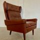Vintage Danish retro mid-century Svend Skipper caramel brown leather chair