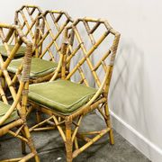 Set of six English "Invincible" bamboo and rattan chairs by Angraves, 1970s