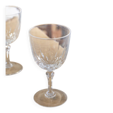 Set of 6 cut glass white stemmed glasses "Camellia"