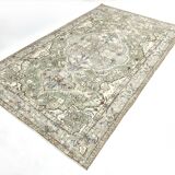 5x9 Turkish Olive Green & Cream Floral Vintage Area Rug, 169x280Cm
