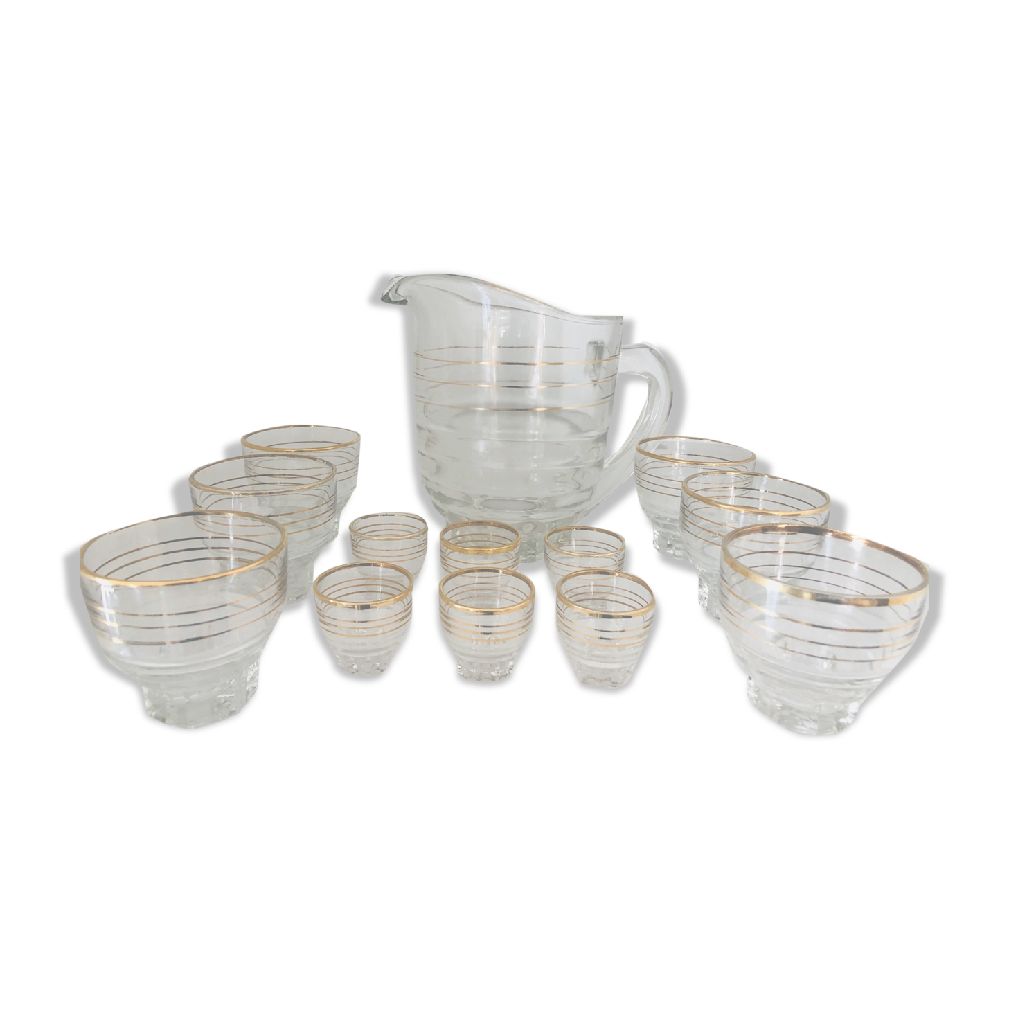 Lot of glasses and carafe year 50