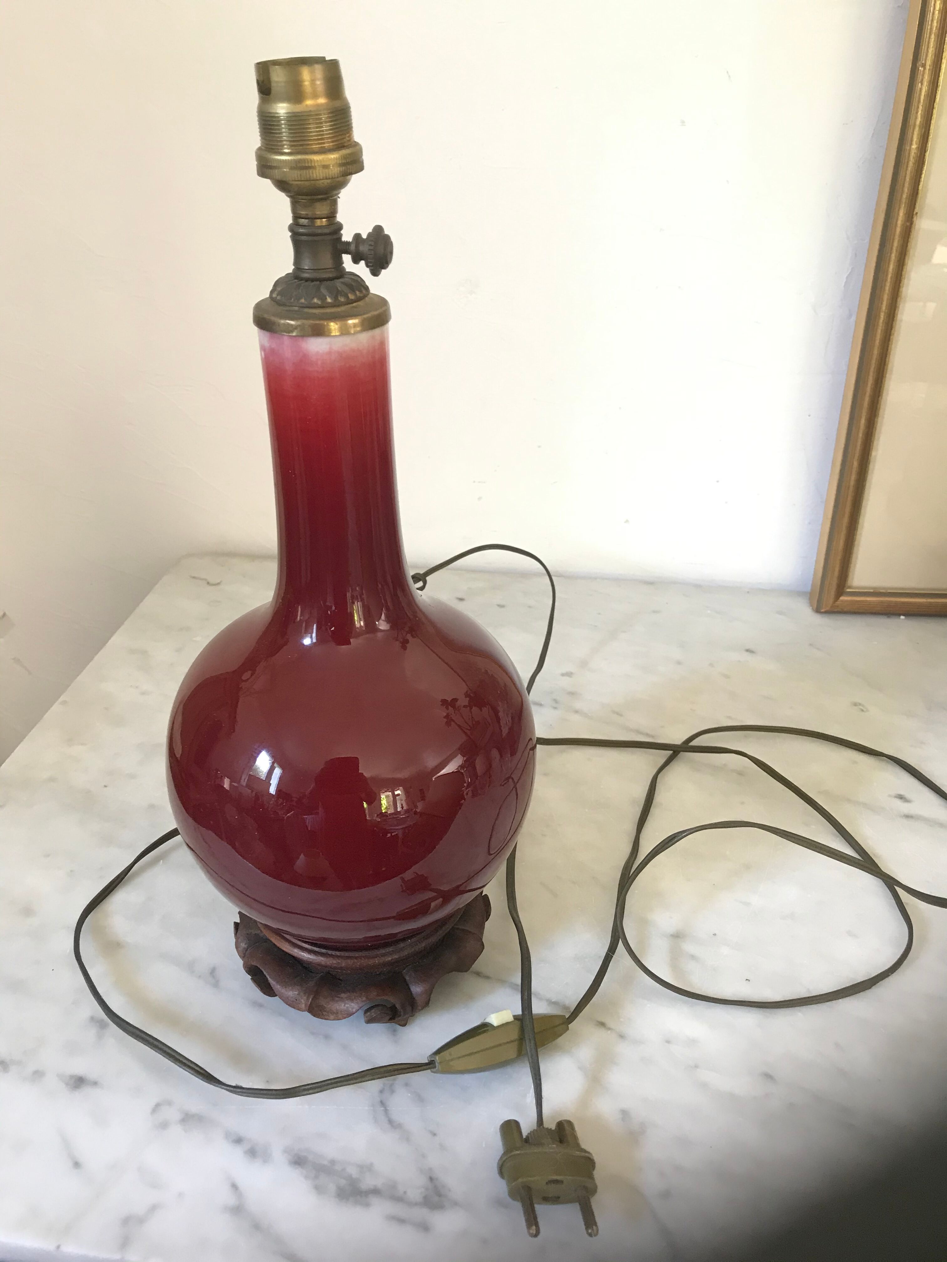 Vintage enamelled porcelain lamp