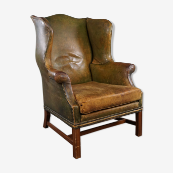Green patinated armchair