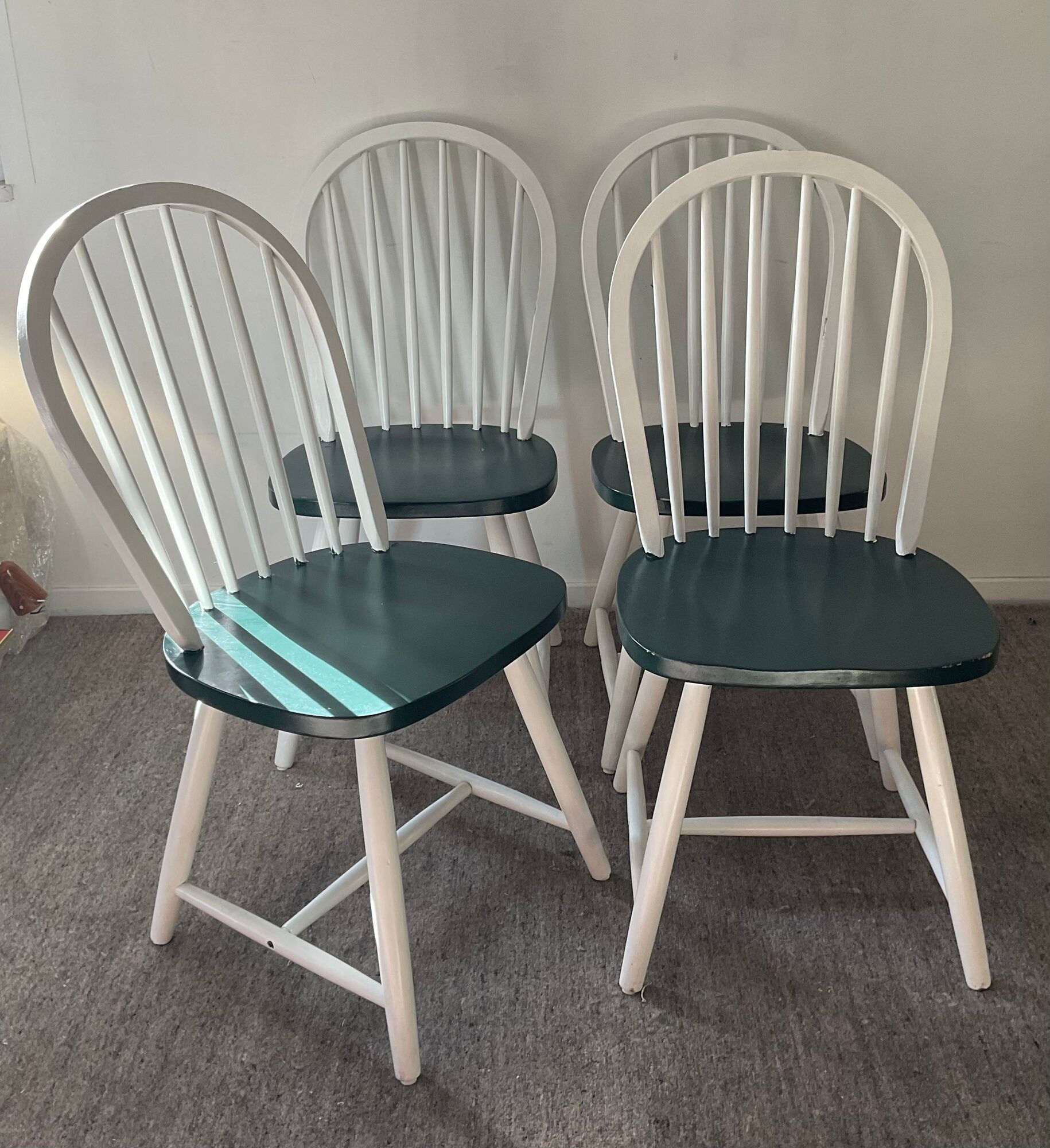 Series of 4 Scandinavian wooden chairs 60s-70s