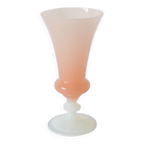 Opaline vase, pink with white feet, 1960