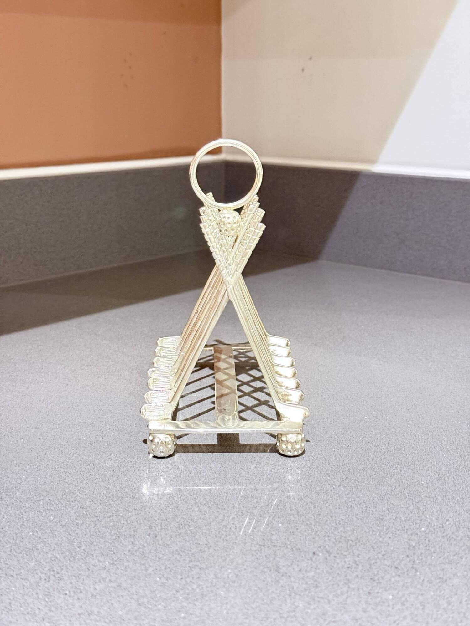 Art Deco Silver Plated Golf Ball and Club Toast Rack – Vintage Luxury Tableware