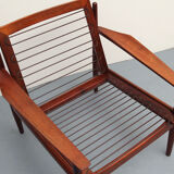 Fauteuil teck des années 1960 en gris, Arne Vodder