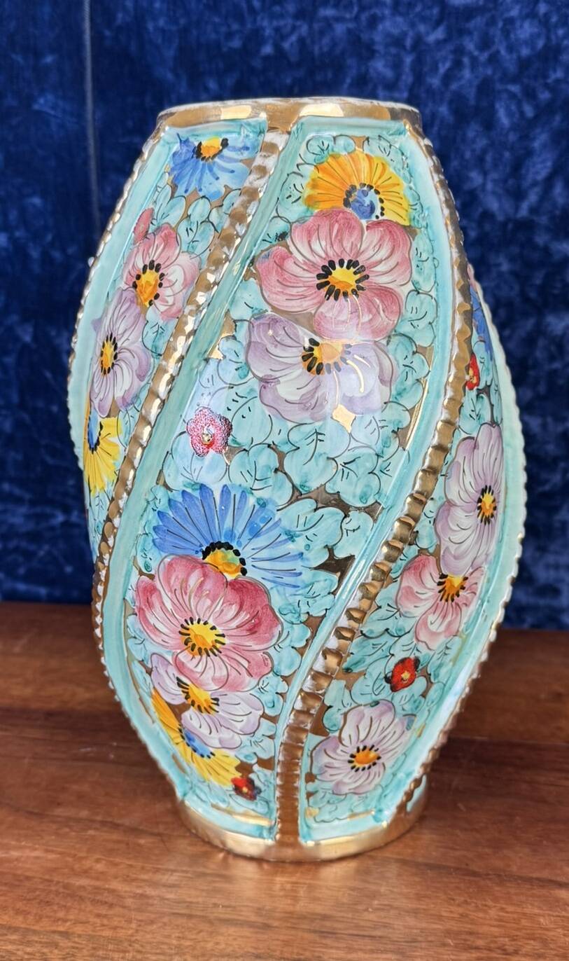 Santucci Deruta: large ceramic vase from the Art Deco period around 1940