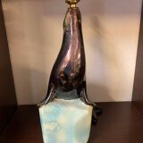 1950s Ceramic Sea Lion Lamp with Black Varnished Enamel, Signed