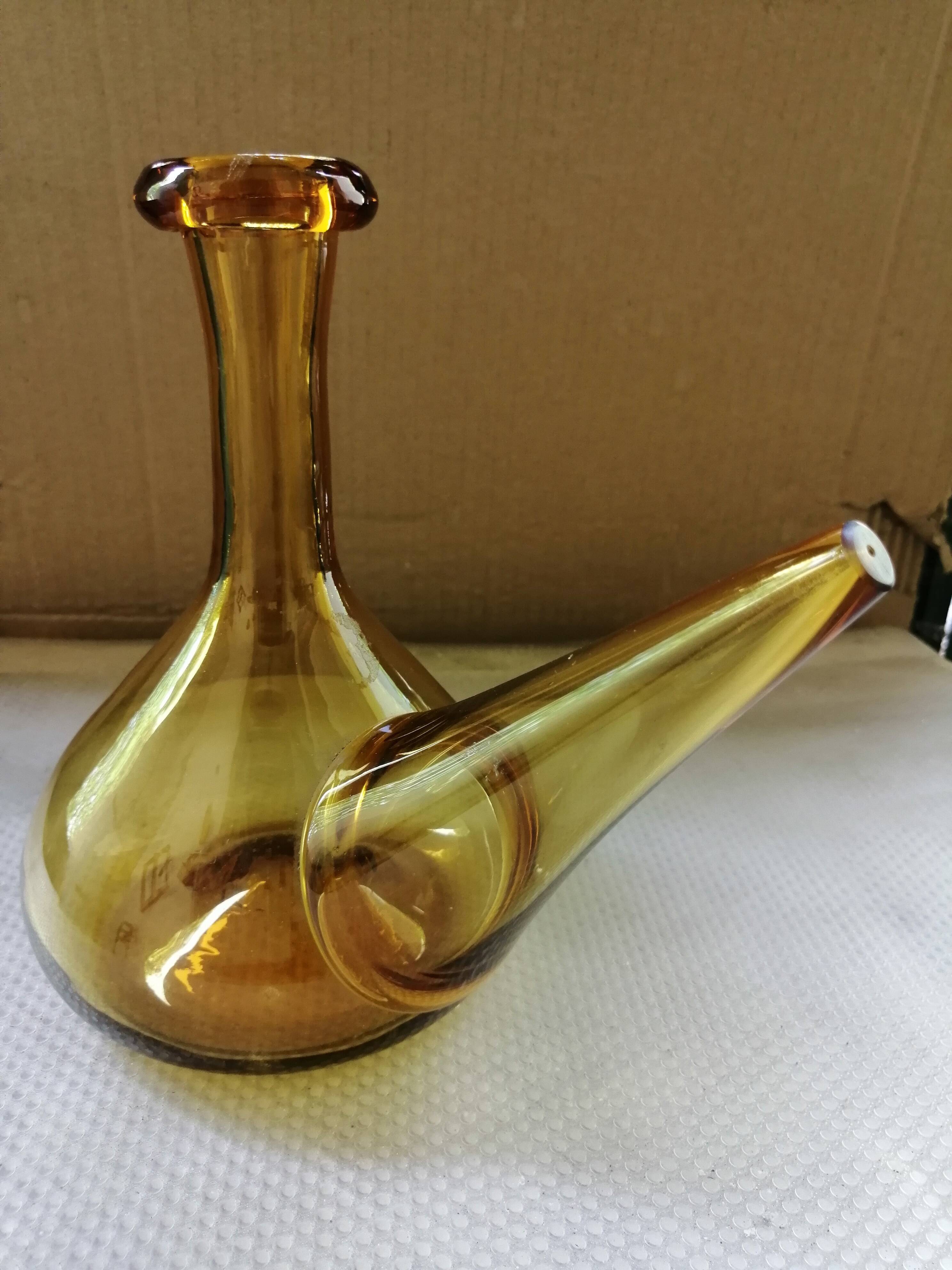 Vintage yellow smoked Catalan carafe