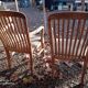 Paire de fauteuils en chêne et tissu lin