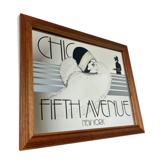 Vintage art deco advertising mirror, Chic Fifth Avenue