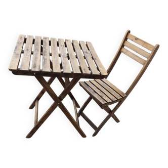 Folding table and chair