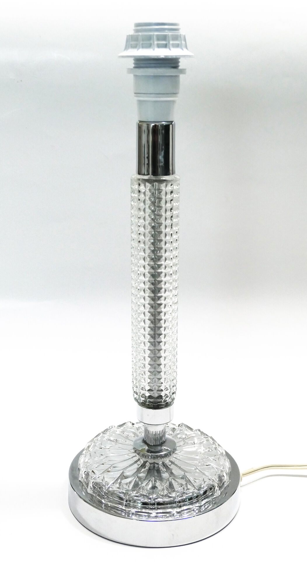 Table lamp glass er metal chrome 1970's