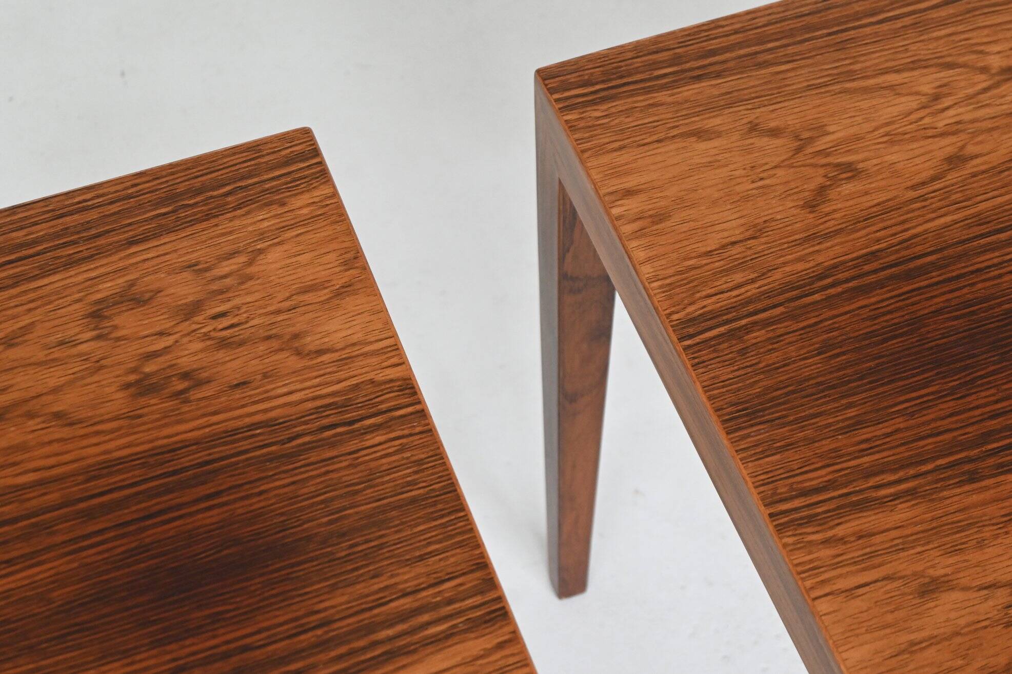Severin Hansen pair of side tables in rosewood Haslev Denmark 1960