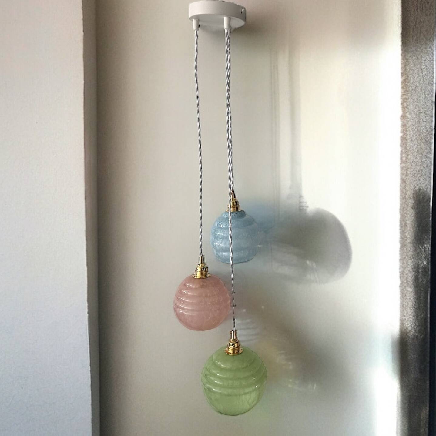 Art Deco triple globe waterfall pendant light