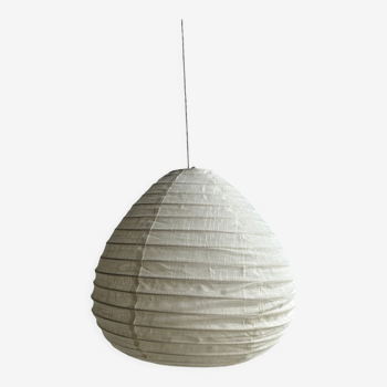 Suspension in rattan and natural japanese linen in the shape of a drop