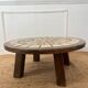 Round coffee table in ceramic and wood in the style of Roger Capron.
