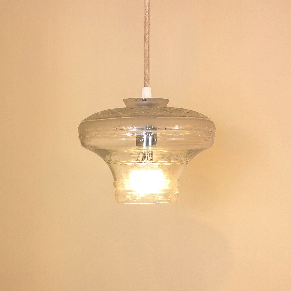 Lampe suspendue Art Déco en verre taillé