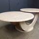 Table basse vintage à deux niveaux en travertin, années 1970