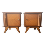 Pair of retro bedside tables with beveled legs