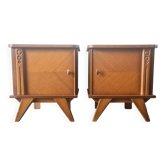 Pair of retro bedside tables with beveled legs