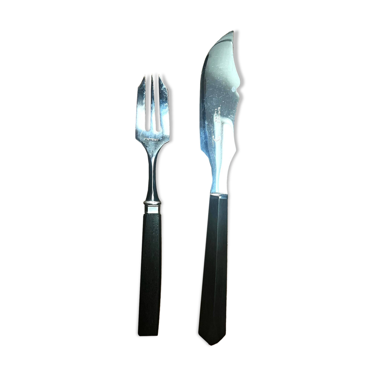 13-piece set, dessert forks and knife, stainless steel and ebony cheese