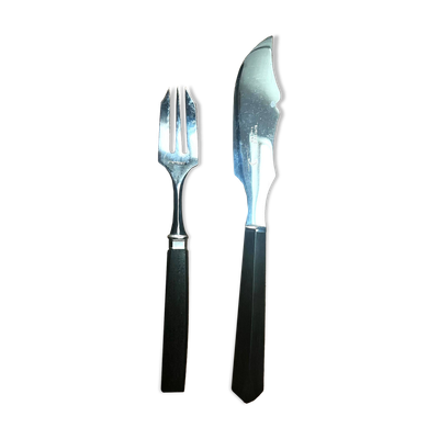 Écrin 13 pièces, fourchettes et couteau à dessert, fromage en inox et ébène