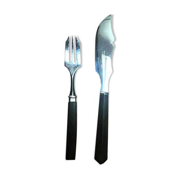 Écrin 13 pièces, fourchettes et couteau à dessert, fromage en inox et ébène