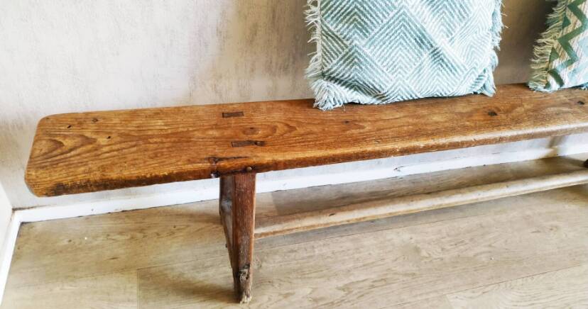 19th century wooden school bench