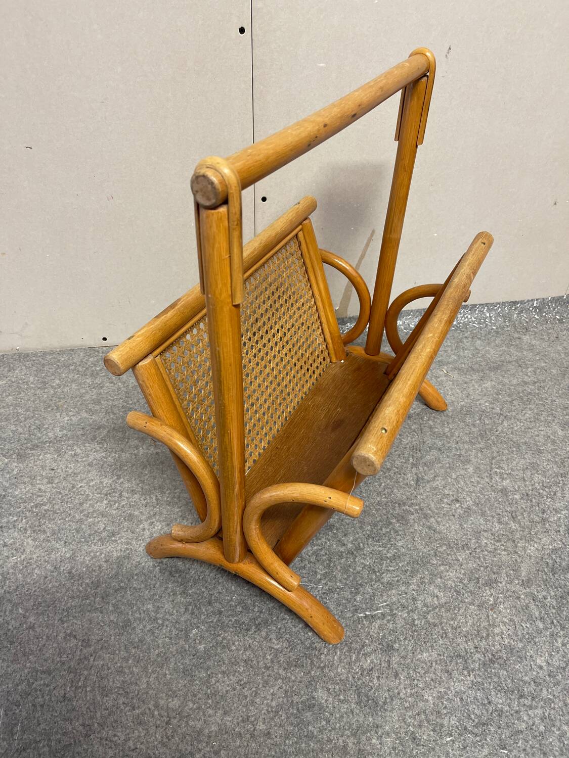 Rattan/bamboo and vintage cane magazine rack