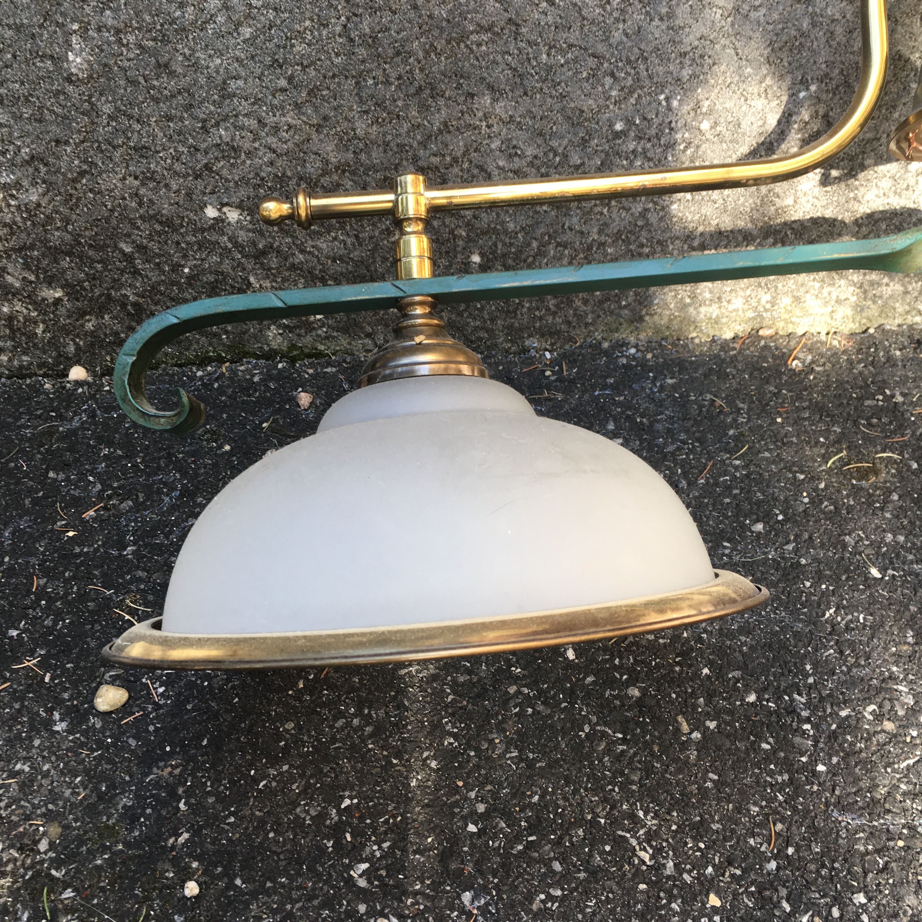 Great hanging double glass, iron and brass.