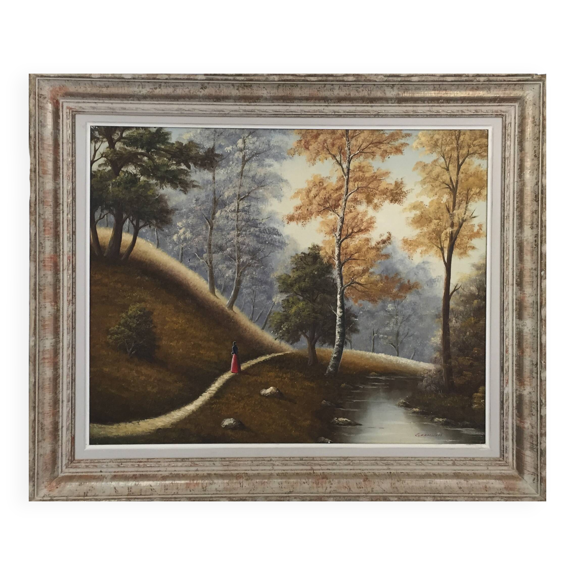 Solitary walker in the forest