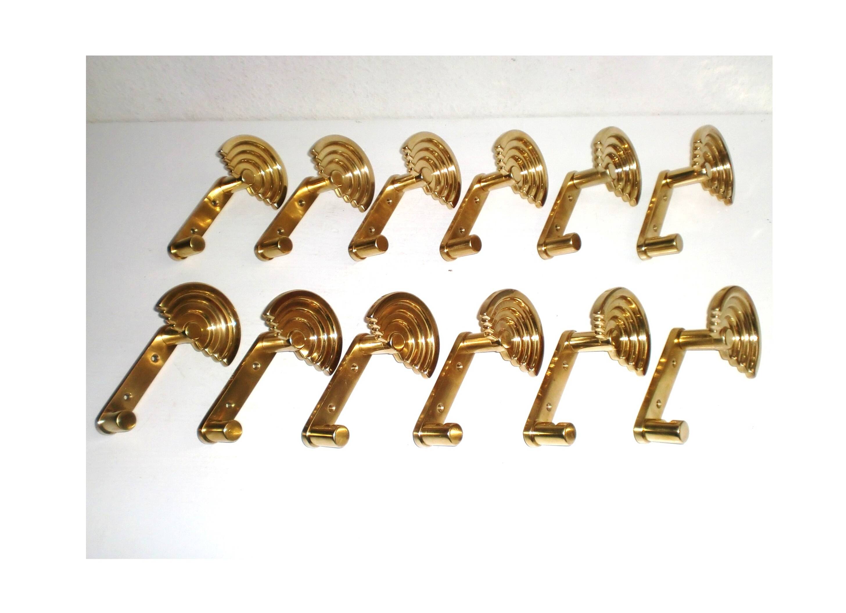 1 out of 10 pcs. Postmodern italian designer sottsass brass wall coat hooks