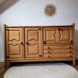 Vintage design oak buffet by Guillerme and Chambron