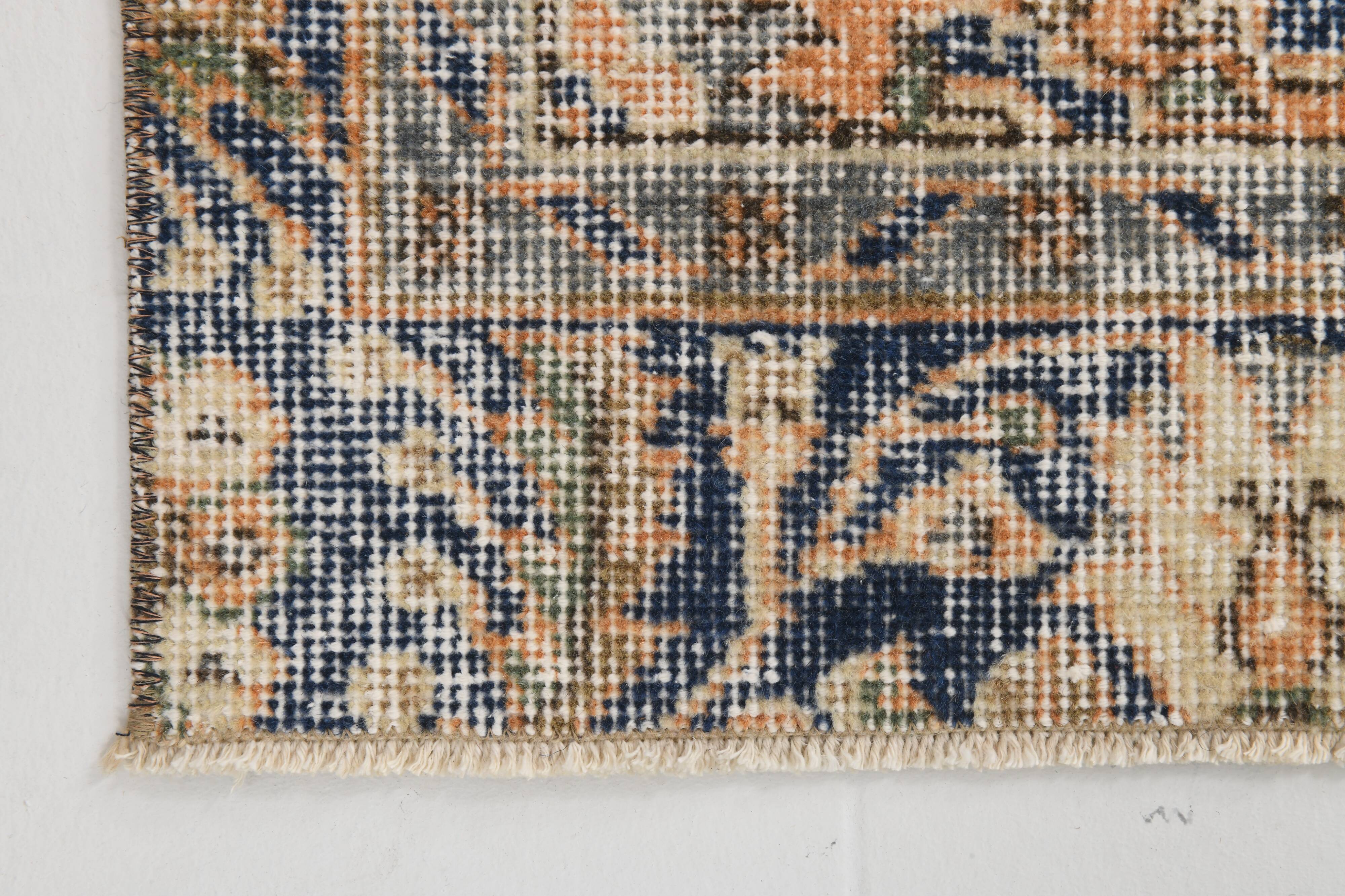 5x9 Navy Blue & Peach Oriental Persian Rug, 168x284Cm