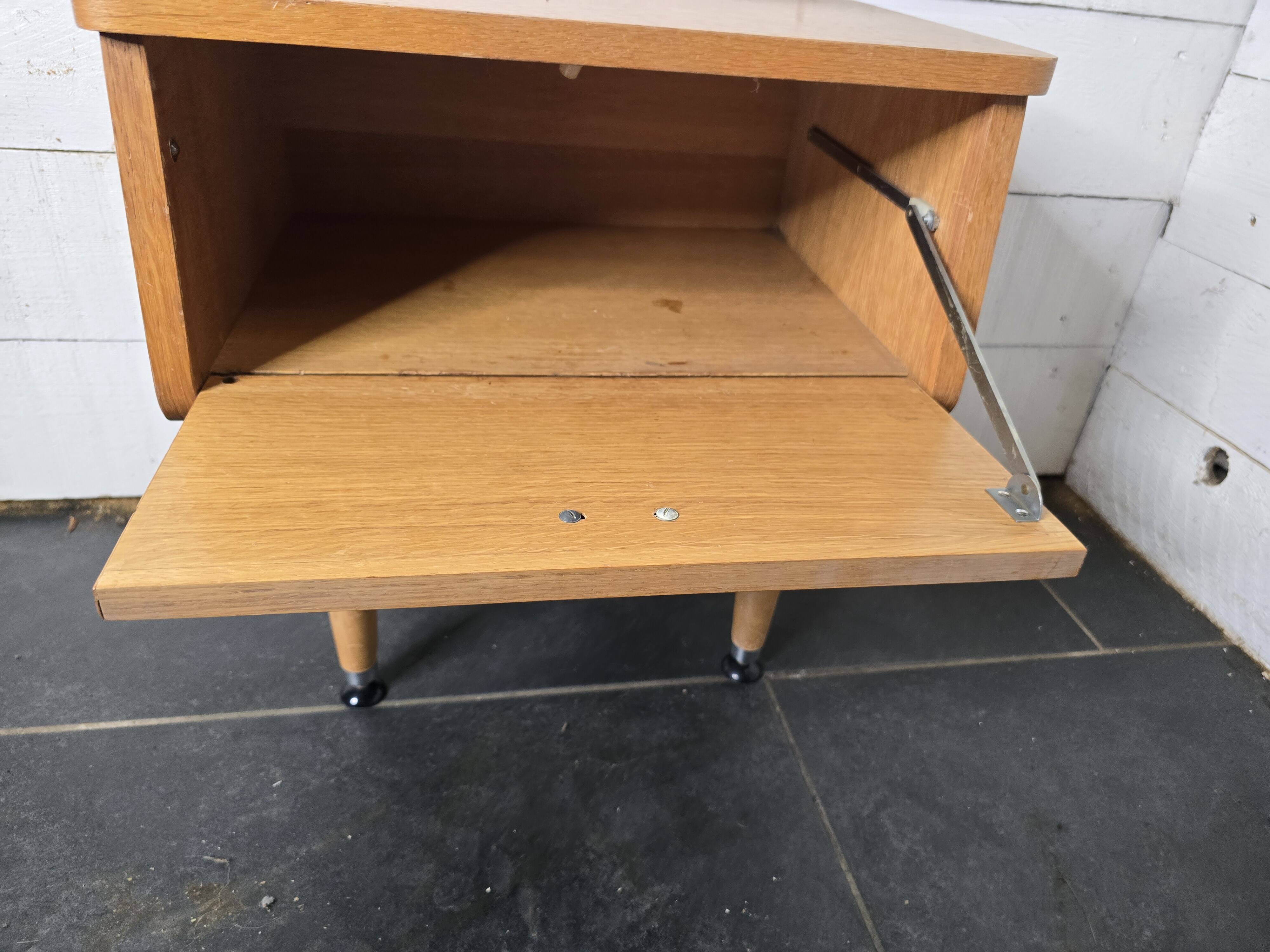 Vintage 60s oak bedside table