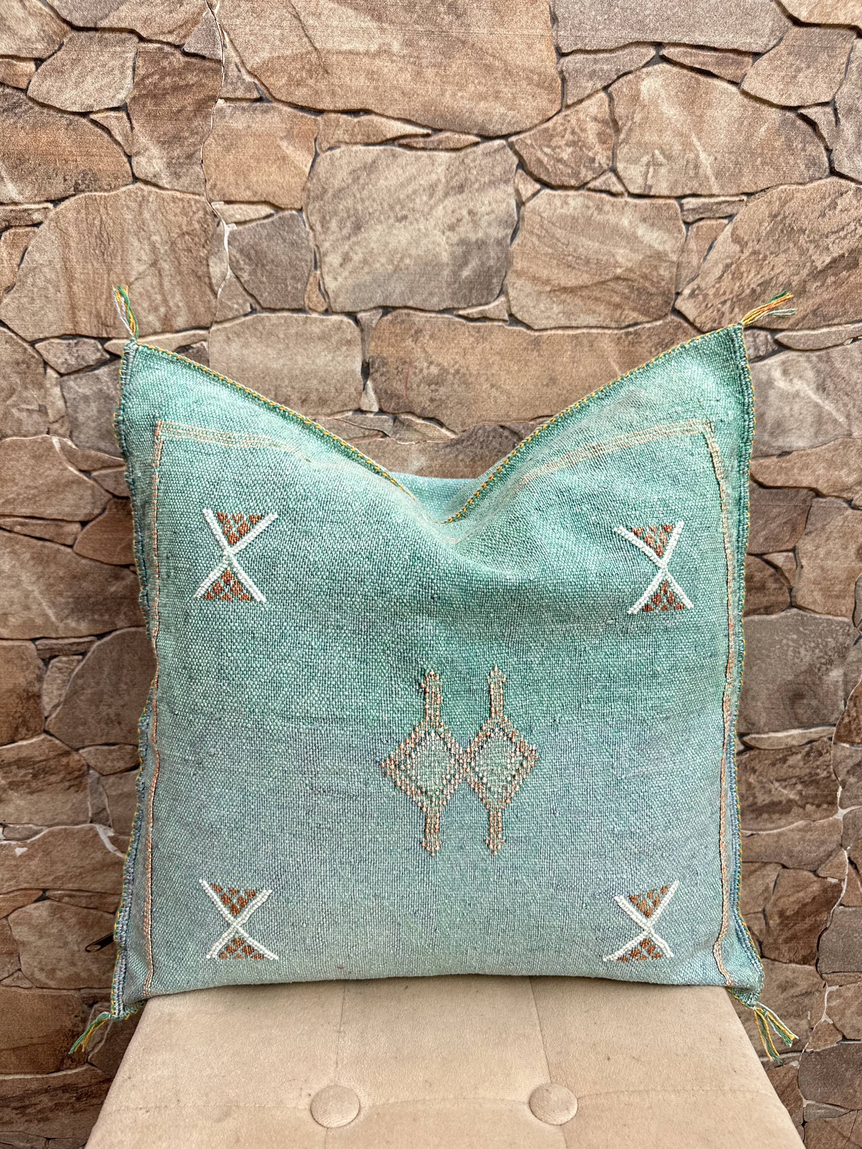 Silk cactus cushion cover: Handwoven Moroccan Sabra cushion.