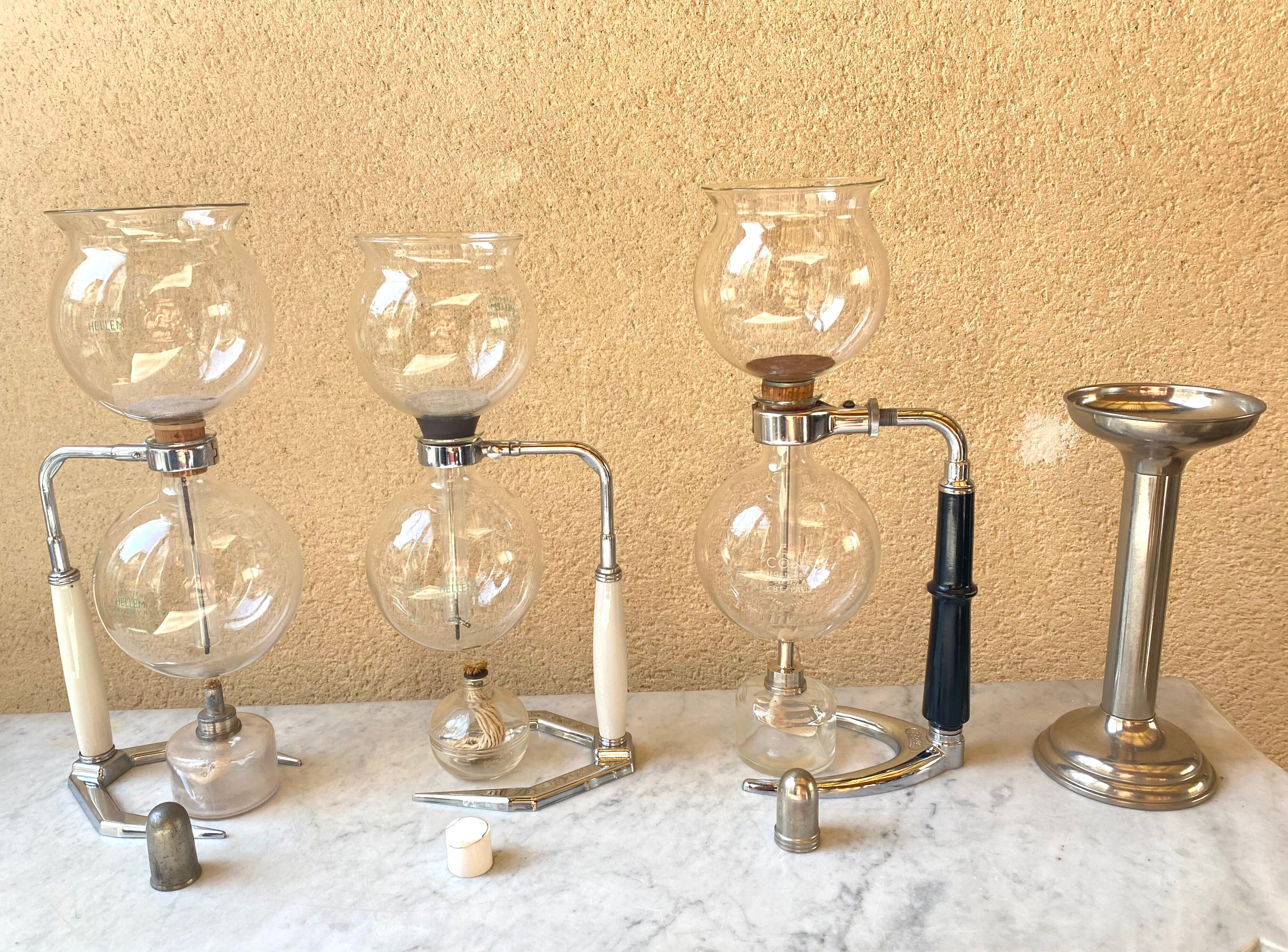 Hellem France vacuum coffee maker 8 cups vintage Pyrex glass 70s