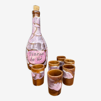 Carafe à Pineau et 6 verres à liqueur