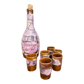 Carafe à Pineau et 6 verres à liqueur