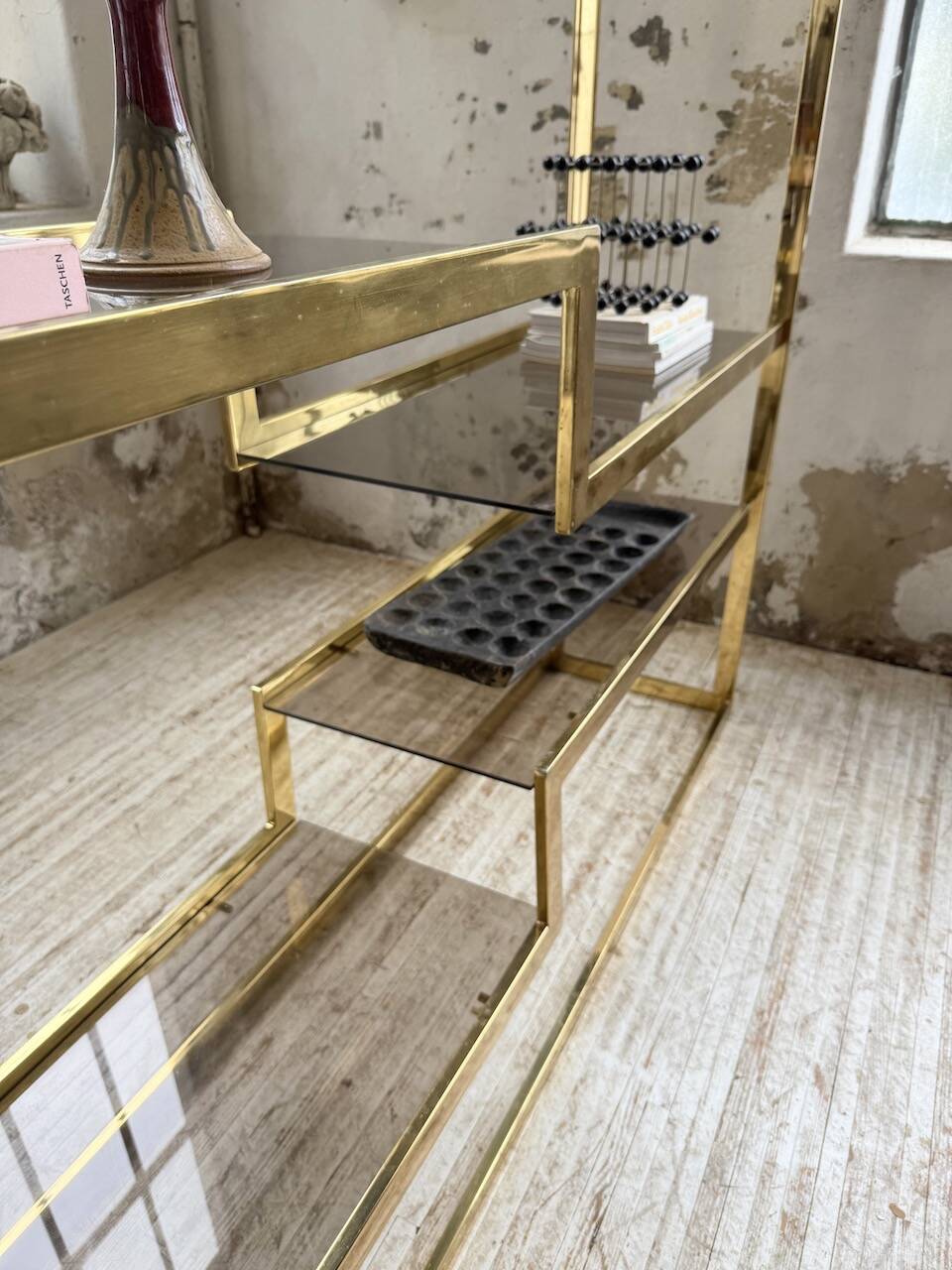 Brass shelf 1970 Belgo Chrom regency