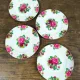 Set of 4 vintage-style pink floral plates (V2)
