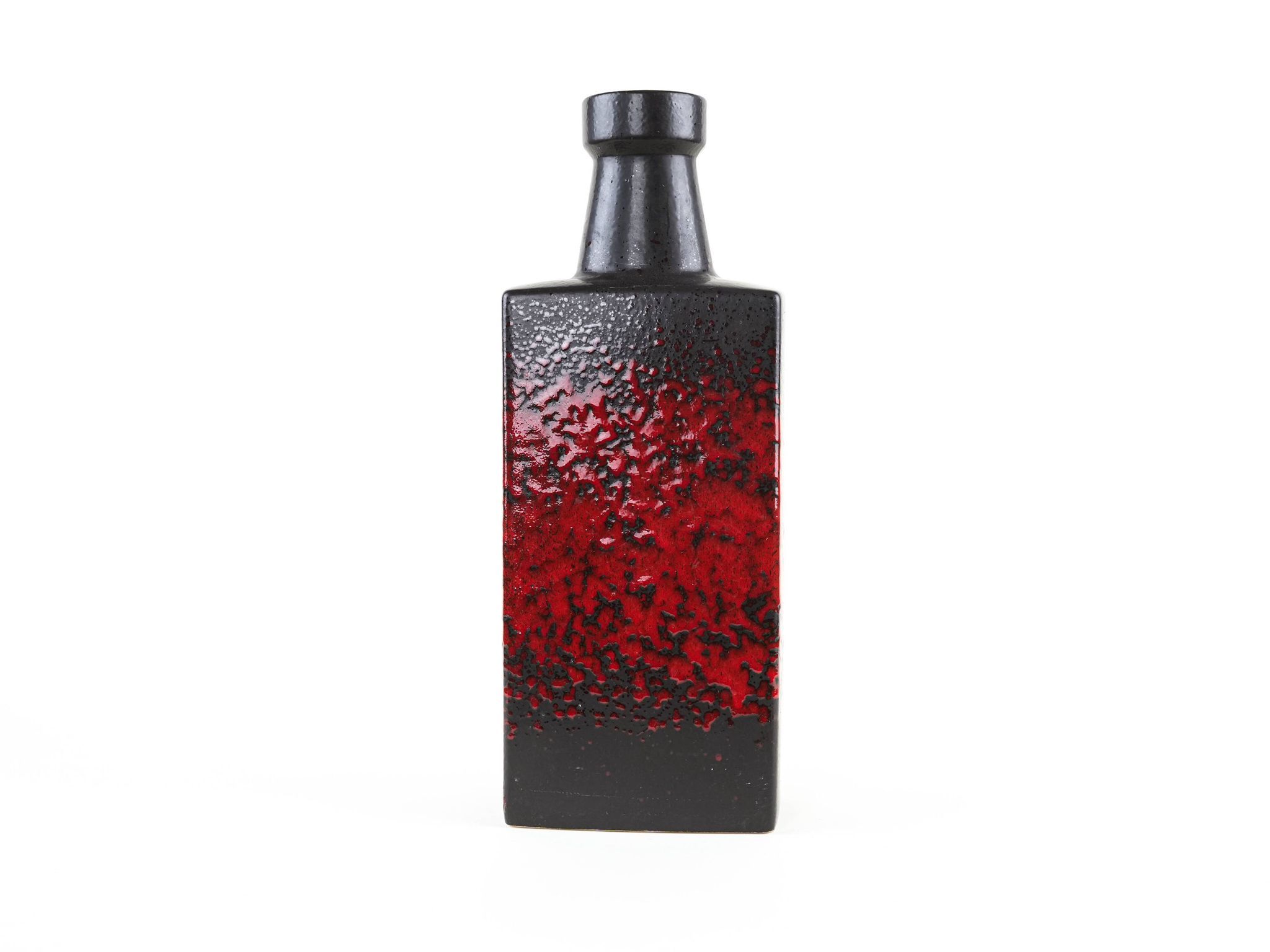 West Germany ceramic vase in black and red, glazed pottery from the 1970s