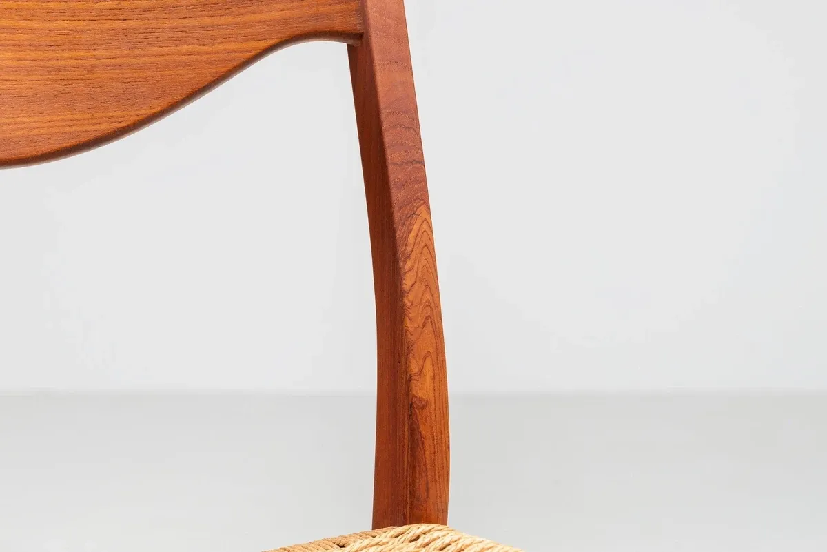 Arne Wahl Iversen set of six teak dining chairs Glyngore Denmark 1960
