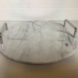 Marble dish with chrome metal handles